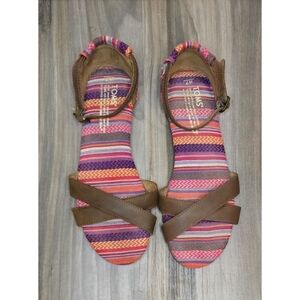 TOMS Correa Multi Stripe Ankle Strap Sandals Size 7
